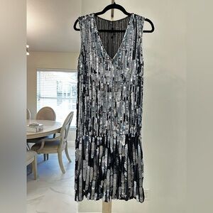 Naeem Khan Silk Silver Sequin Dress